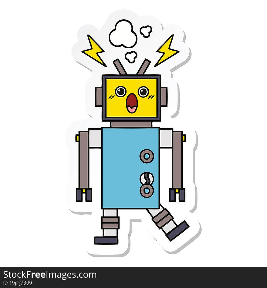 sticker of a cute cartoon robot