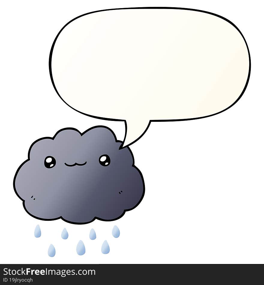 cartoon cloud and speech bubble in smooth gradient style