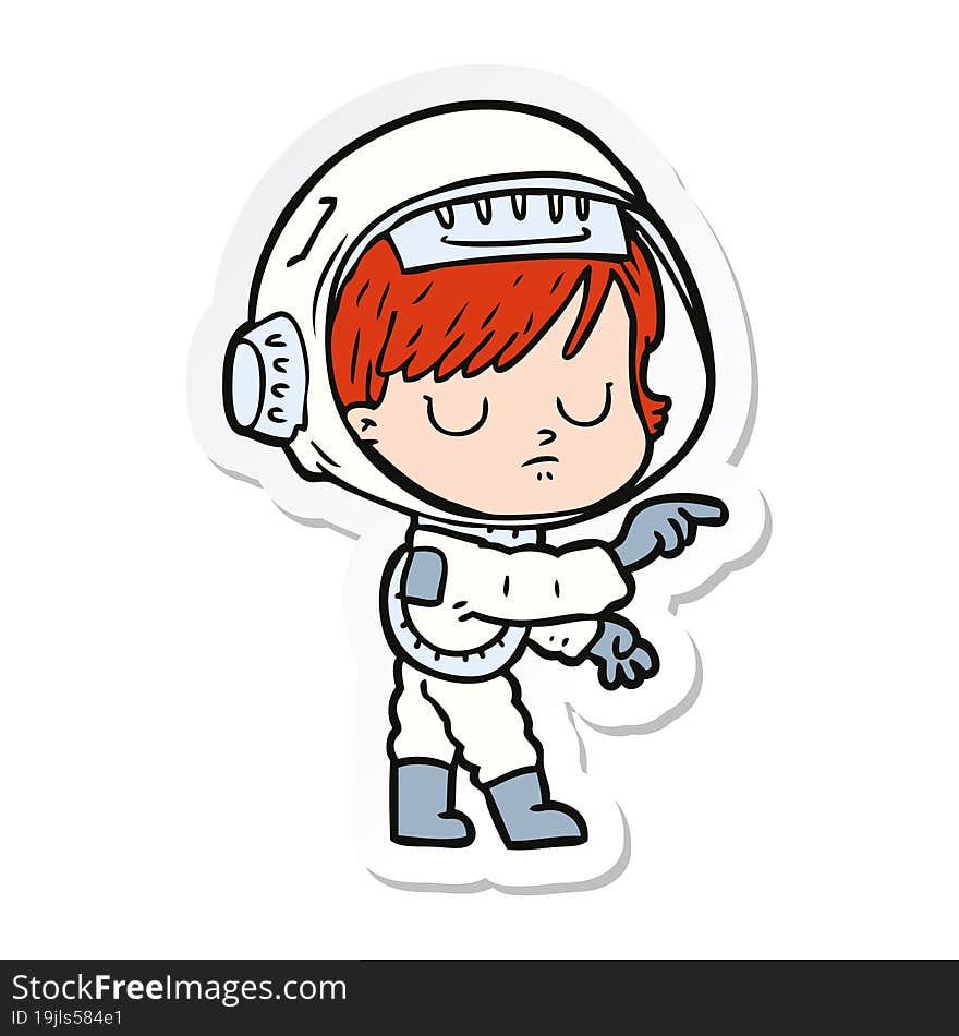 sticker of a cartoon astronaut woman