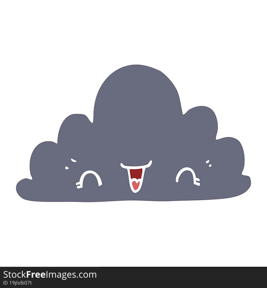 cute flat color style cartoon cloud