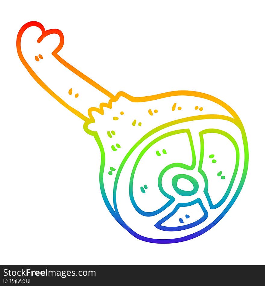 Rainbow Gradient Line Drawing Cartoon Meat Joint