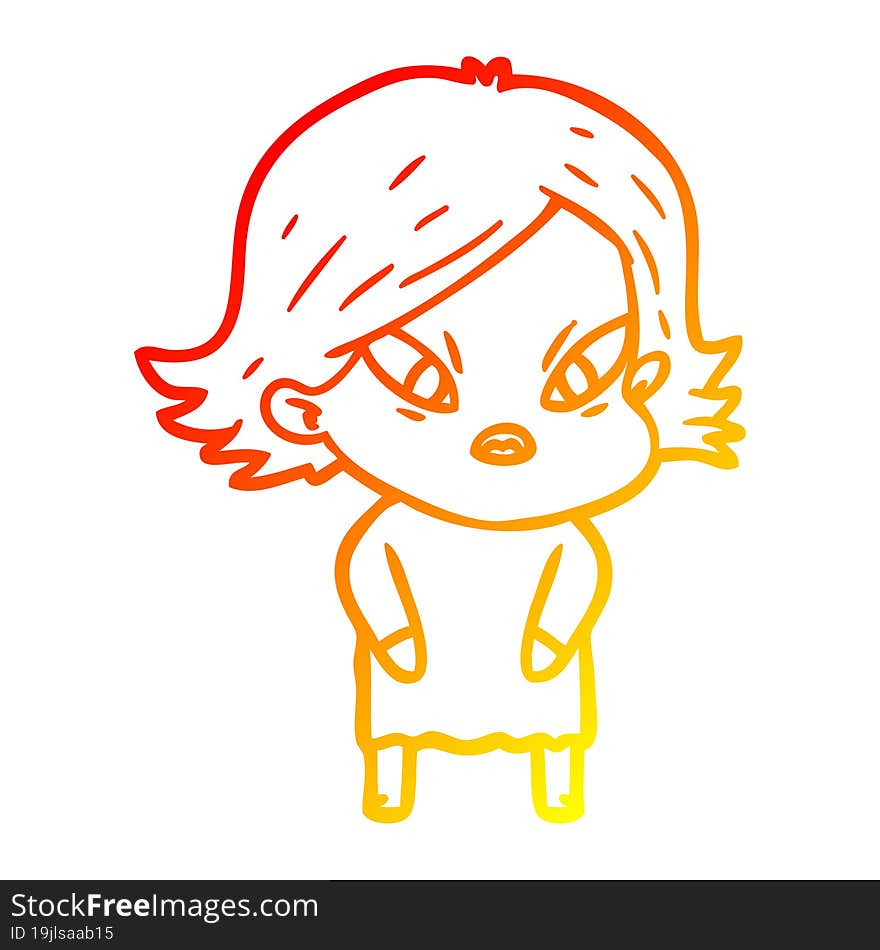 warm gradient line drawing cartoon stressed woman