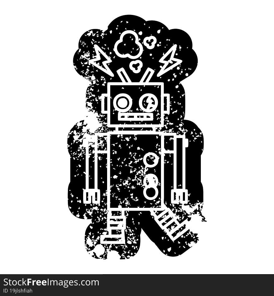 malfunctioning robot distressed icon symbol