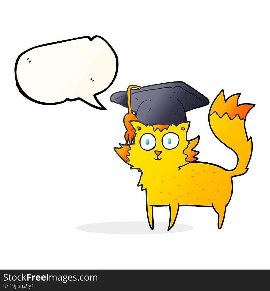 speech bubble cartoon cat graduate