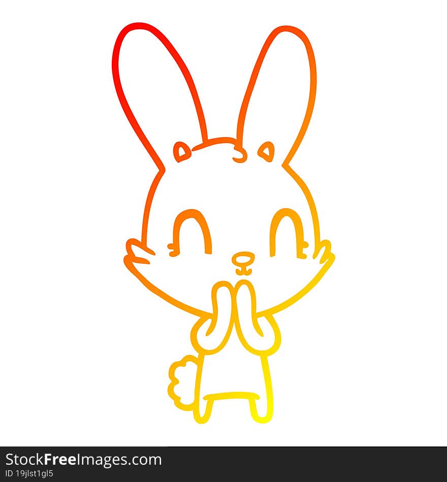 warm gradient line drawing of a cute cartoon rabbit