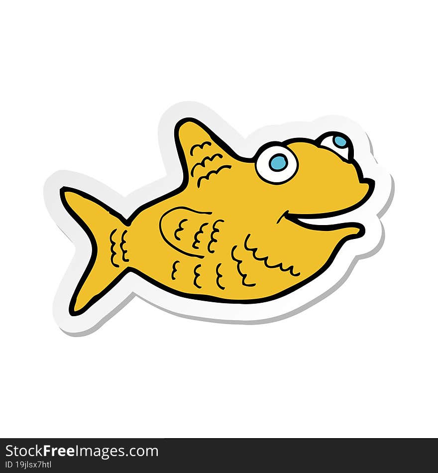 sticker of a cartoon happy fish