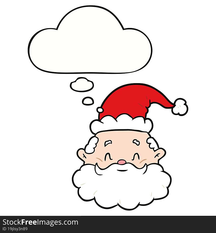 cartoon santa claus and thought bubble