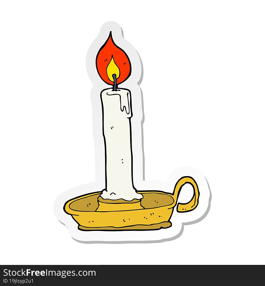 sticker of a cartoon burning candle