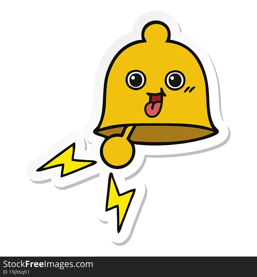 sticker of a cute cartoon ringing bell