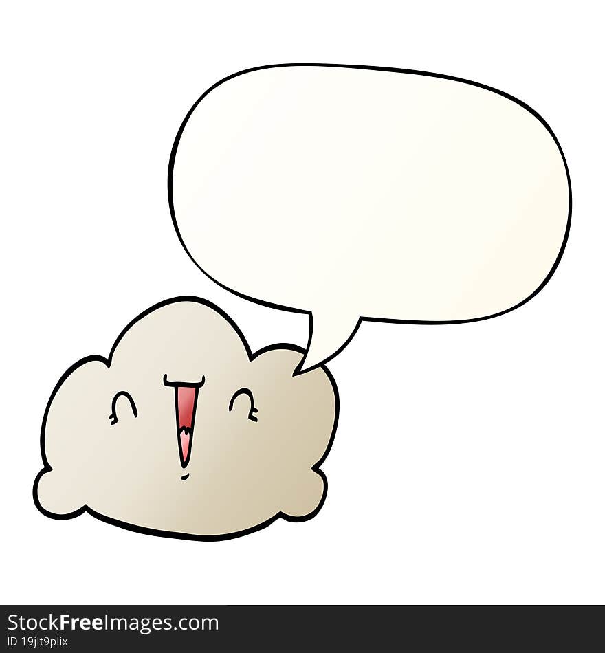 cartoon cloud and speech bubble in smooth gradient style