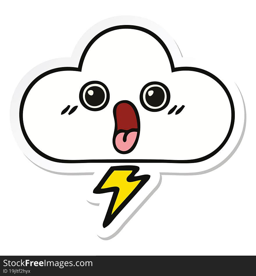 sticker of a cute cartoon storm cloud