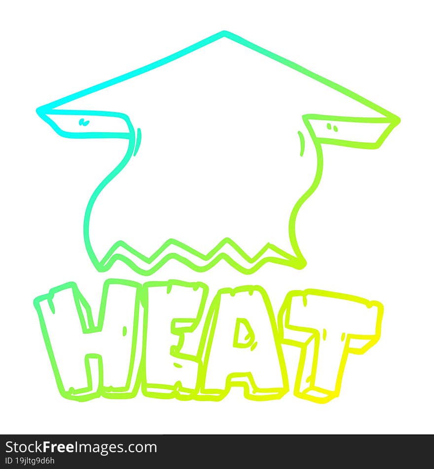 cold gradient line drawing cartoon heat symbol