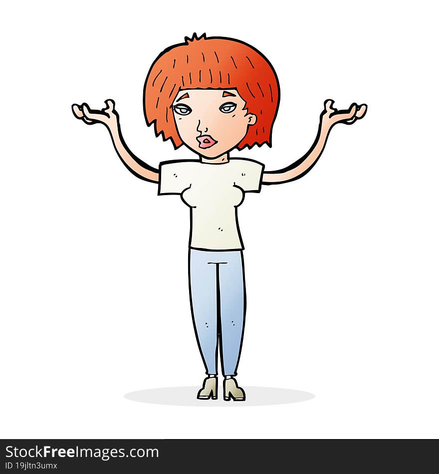 cartoon woman shrugging shoulders