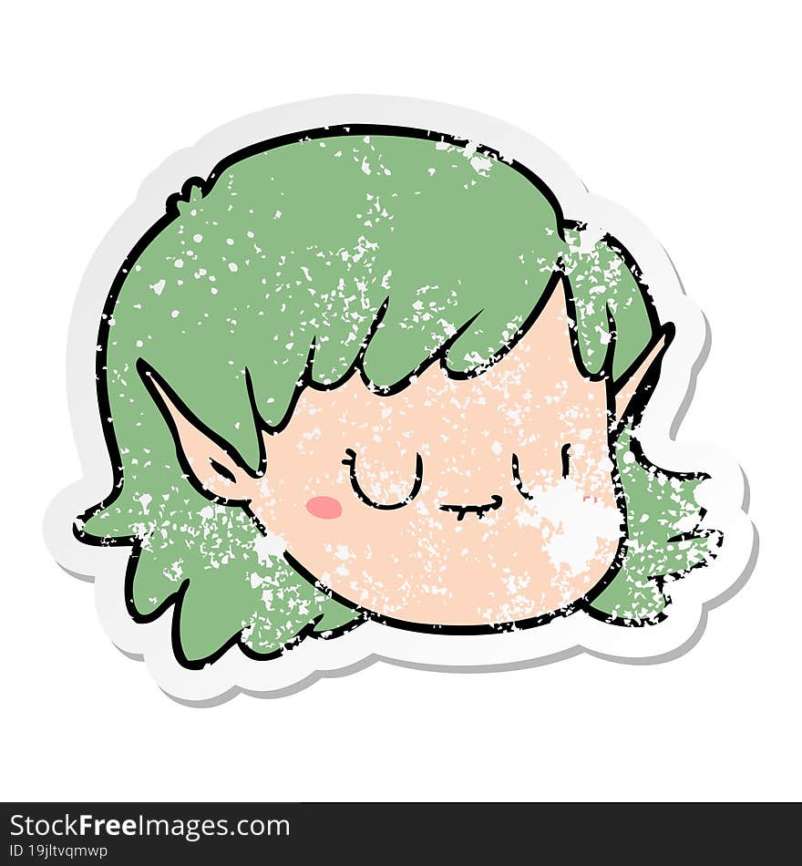 distressed sticker of a cartoon elf girl