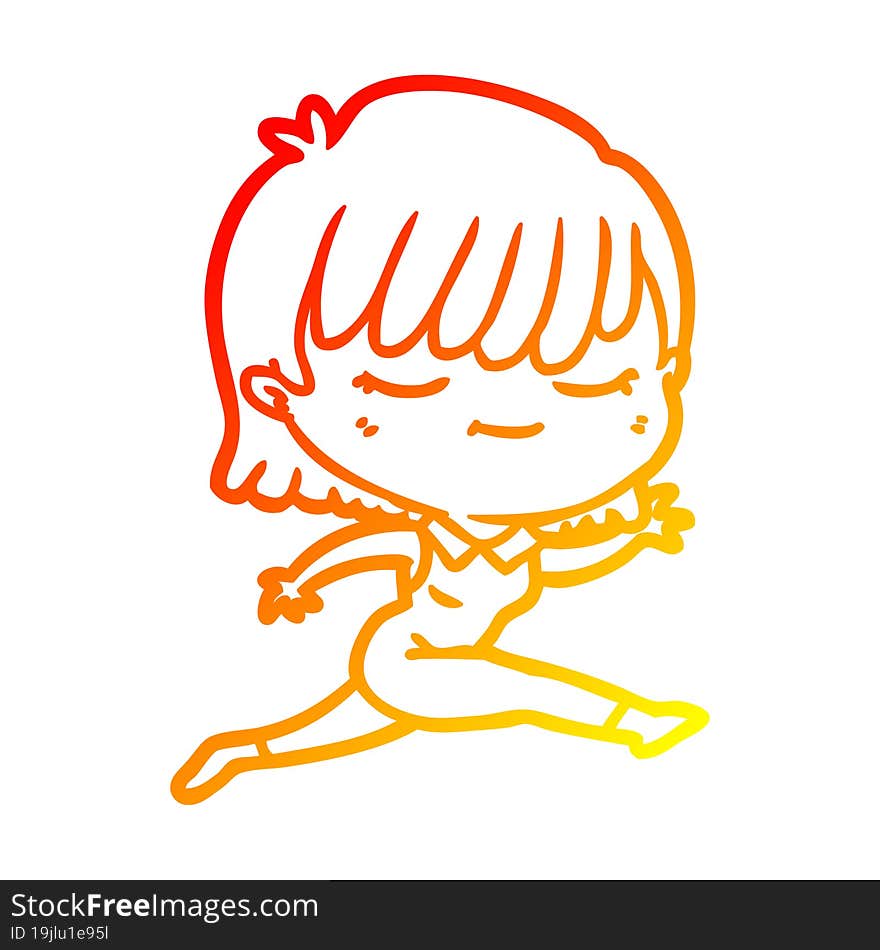 warm gradient line drawing of a cartoon woman