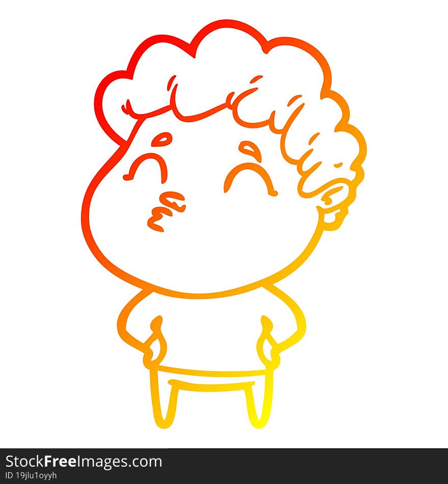 Warm Gradient Line Drawing Cartoon Man Pouting