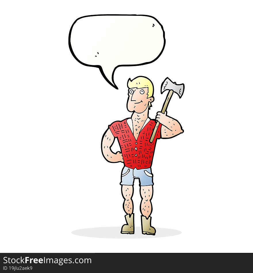 cartoon lumberjack with speech bubble