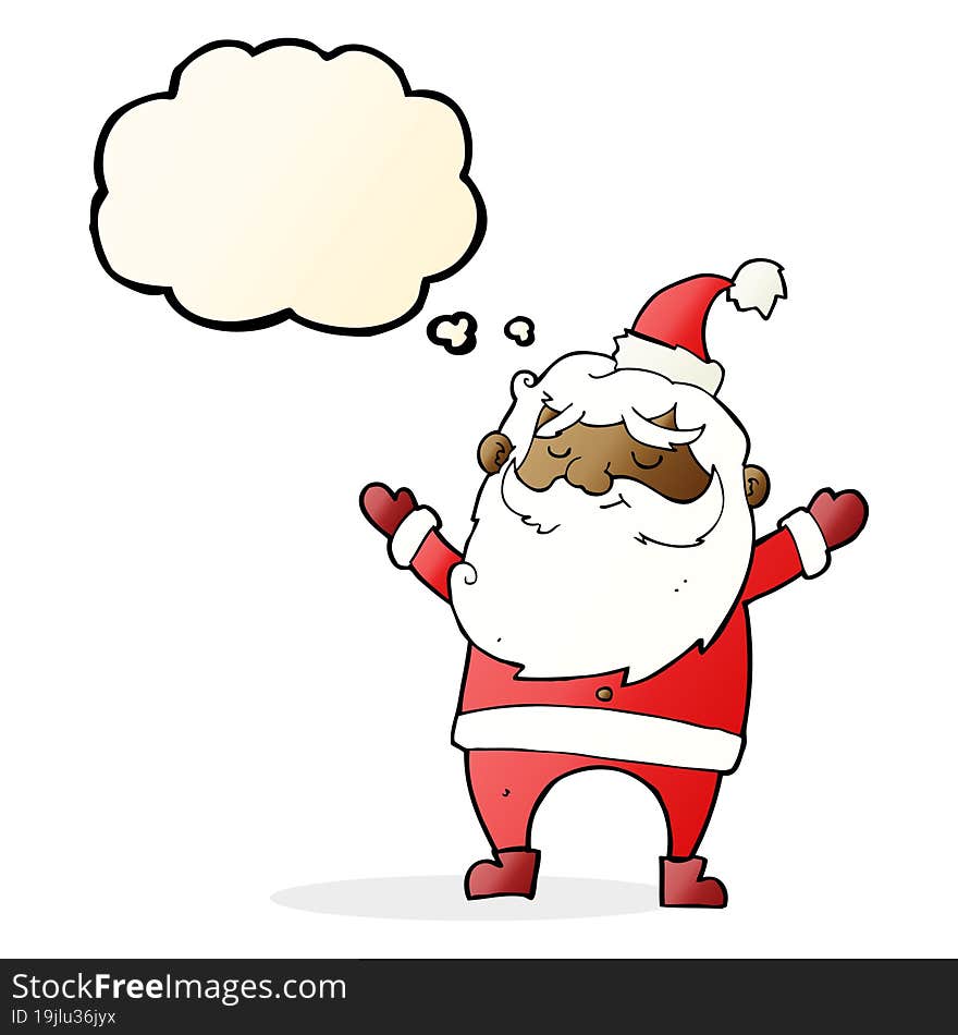 Cartoon Happy Santa Claus With Thought Bubble