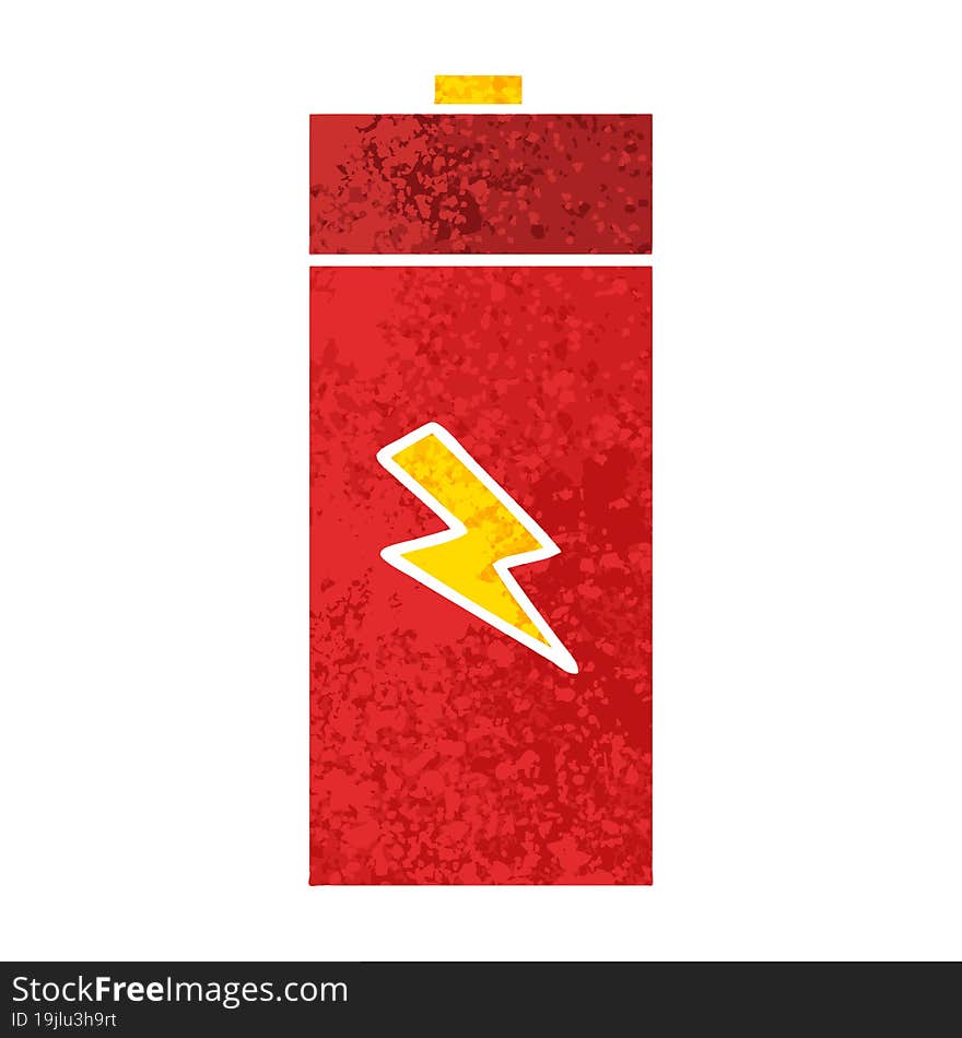 retro illustration style cartoon electrical battery