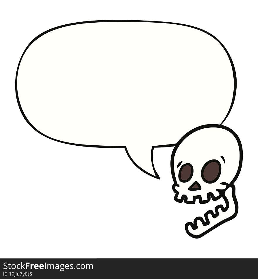 laughing skull cartoon with speech bubble. laughing skull cartoon with speech bubble