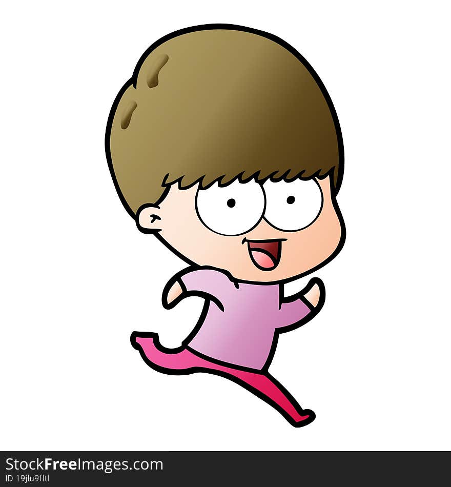 happy cartoon boy running. happy cartoon boy running