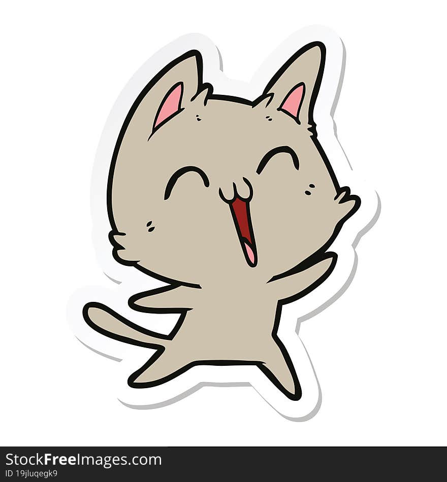 sticker of a happy cartoon cat