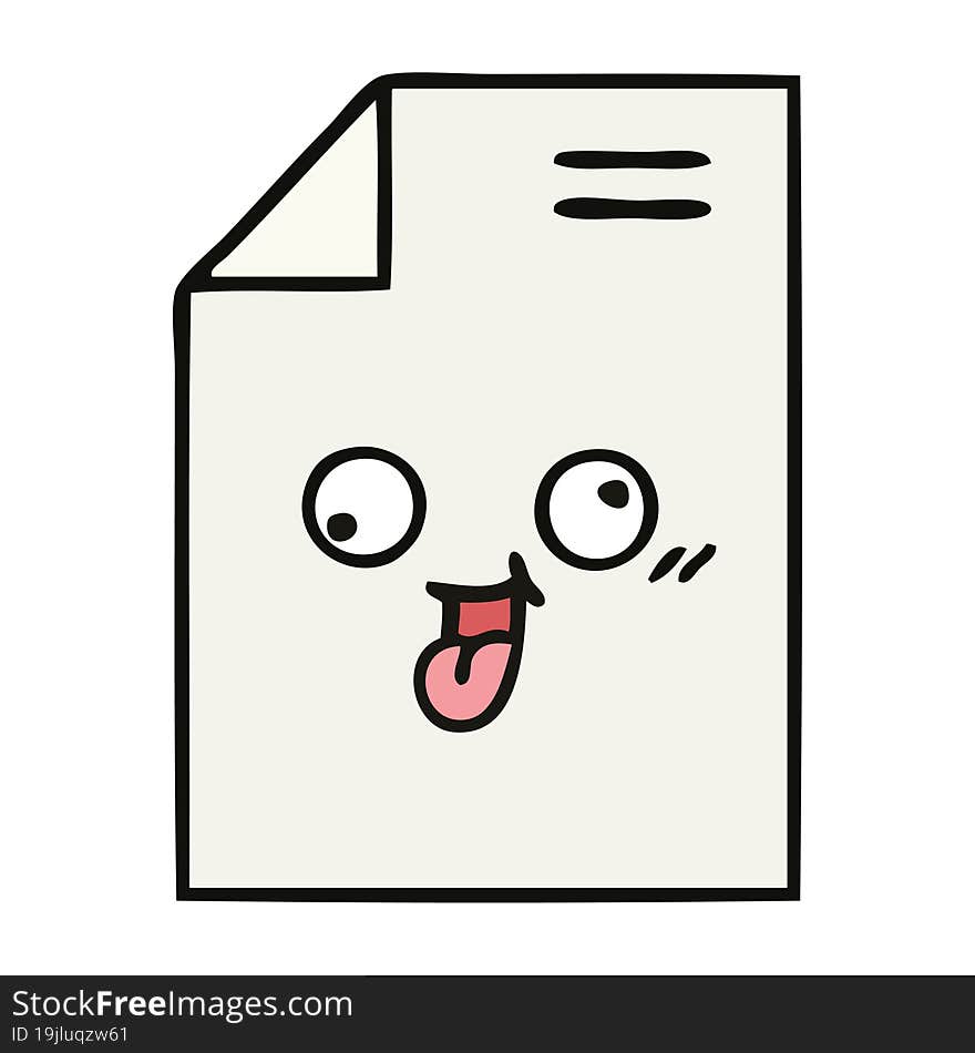 cute cartoon of a sheet of paper. cute cartoon of a sheet of paper