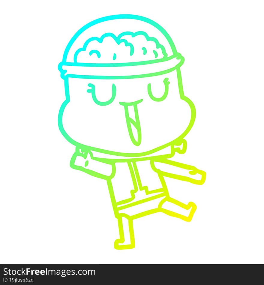 cold gradient line drawing happy cartoon robot