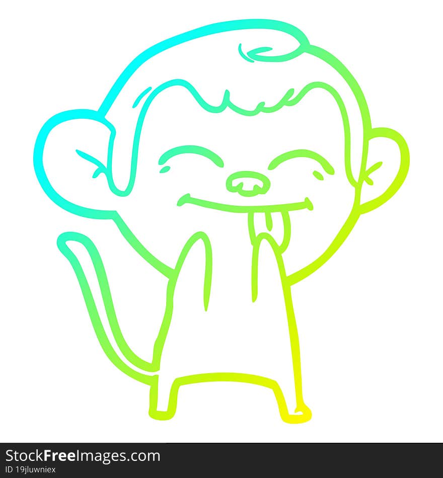 cold gradient line drawing funny cartoon monkey