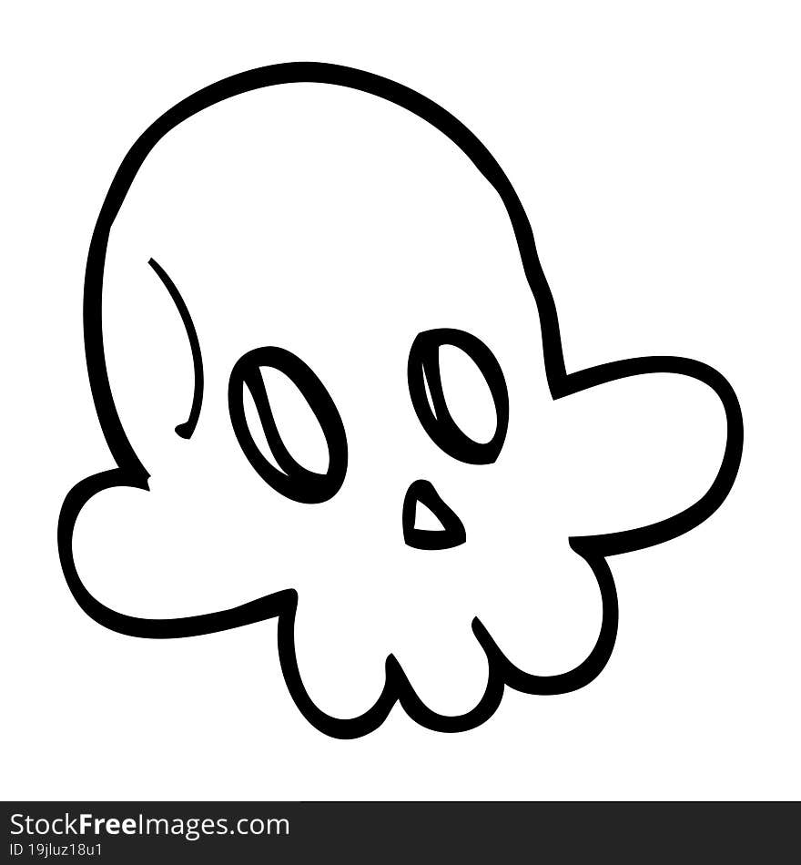 line drawing cartoon halloween skull