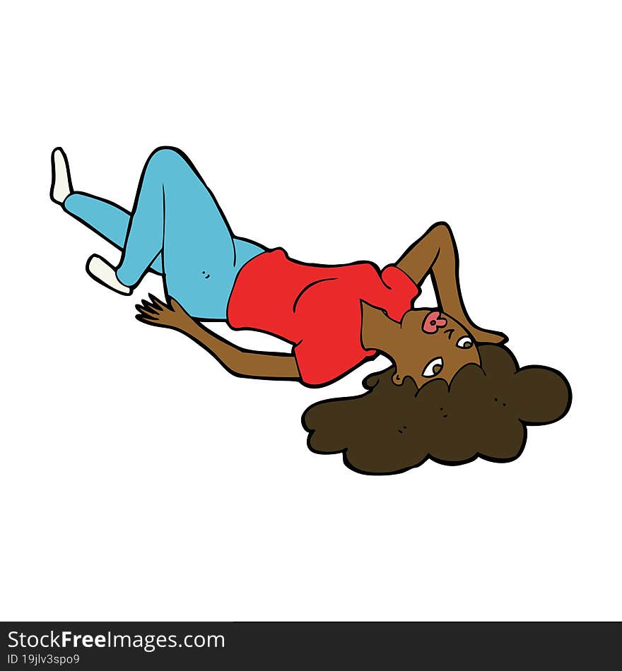 Cartoon Woman Lying On Floor