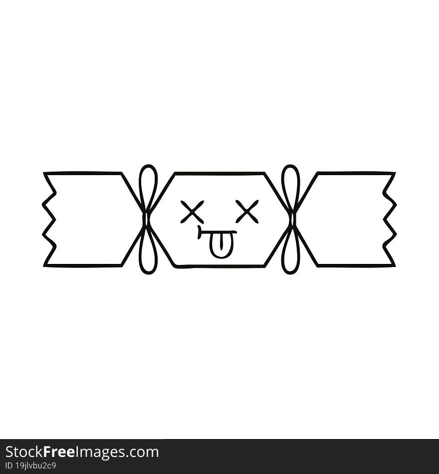 Line Drawing Cartoon Christmas Cracker