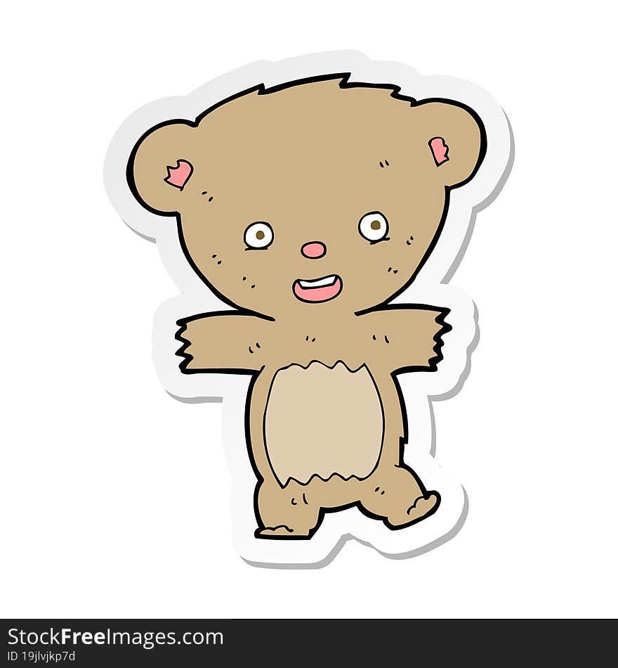 sticker of a cartoon teddy bear