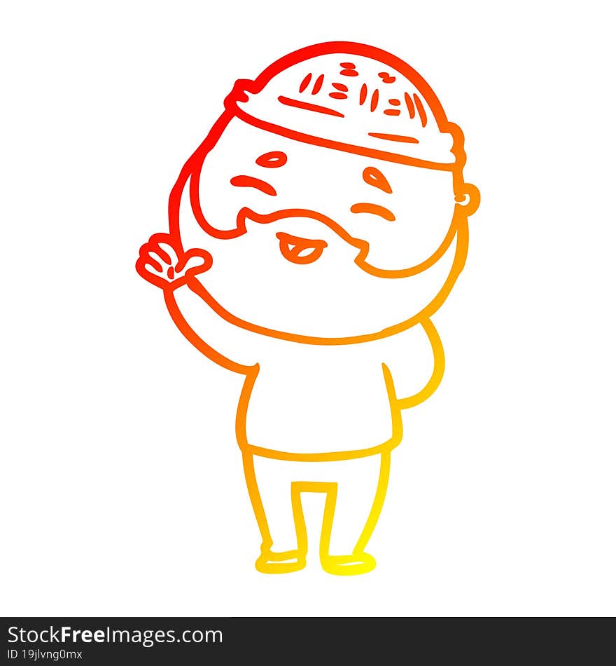 warm gradient line drawing cartoon happy bearded man