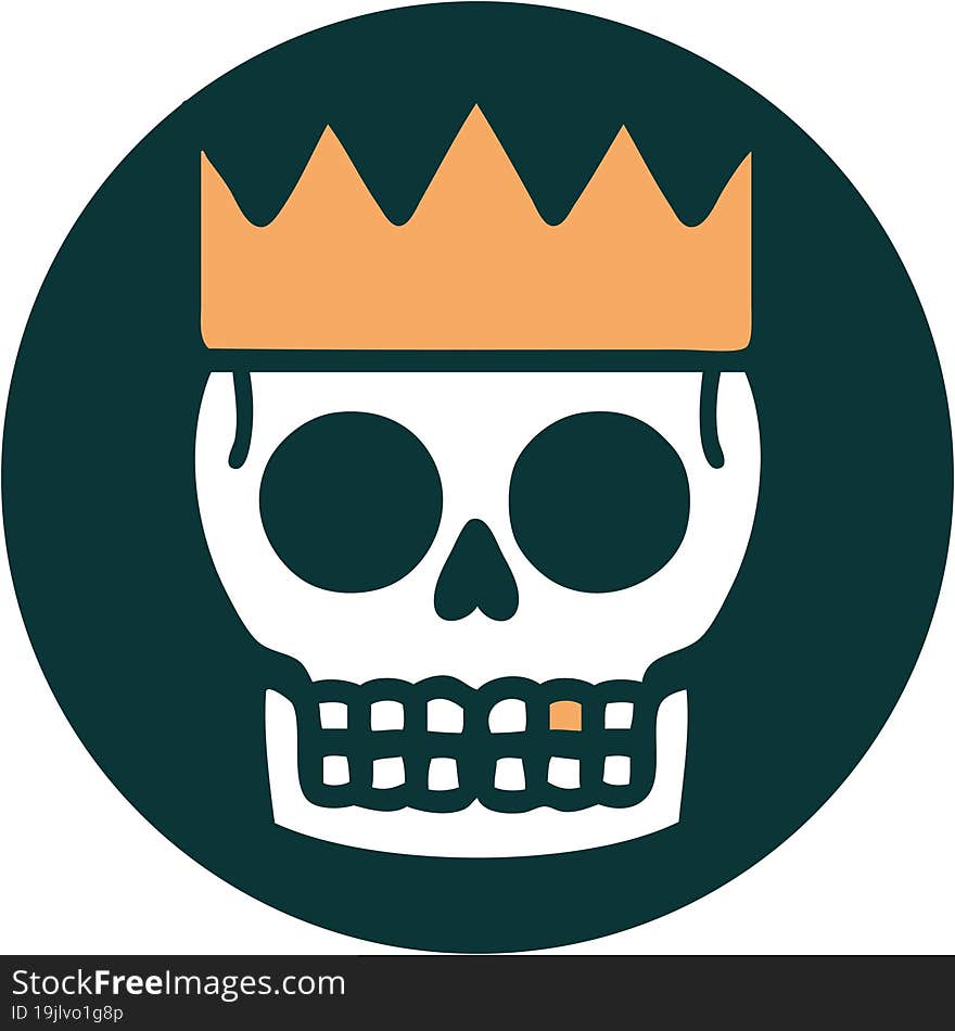 iconic tattoo style image of a skull and crown. iconic tattoo style image of a skull and crown