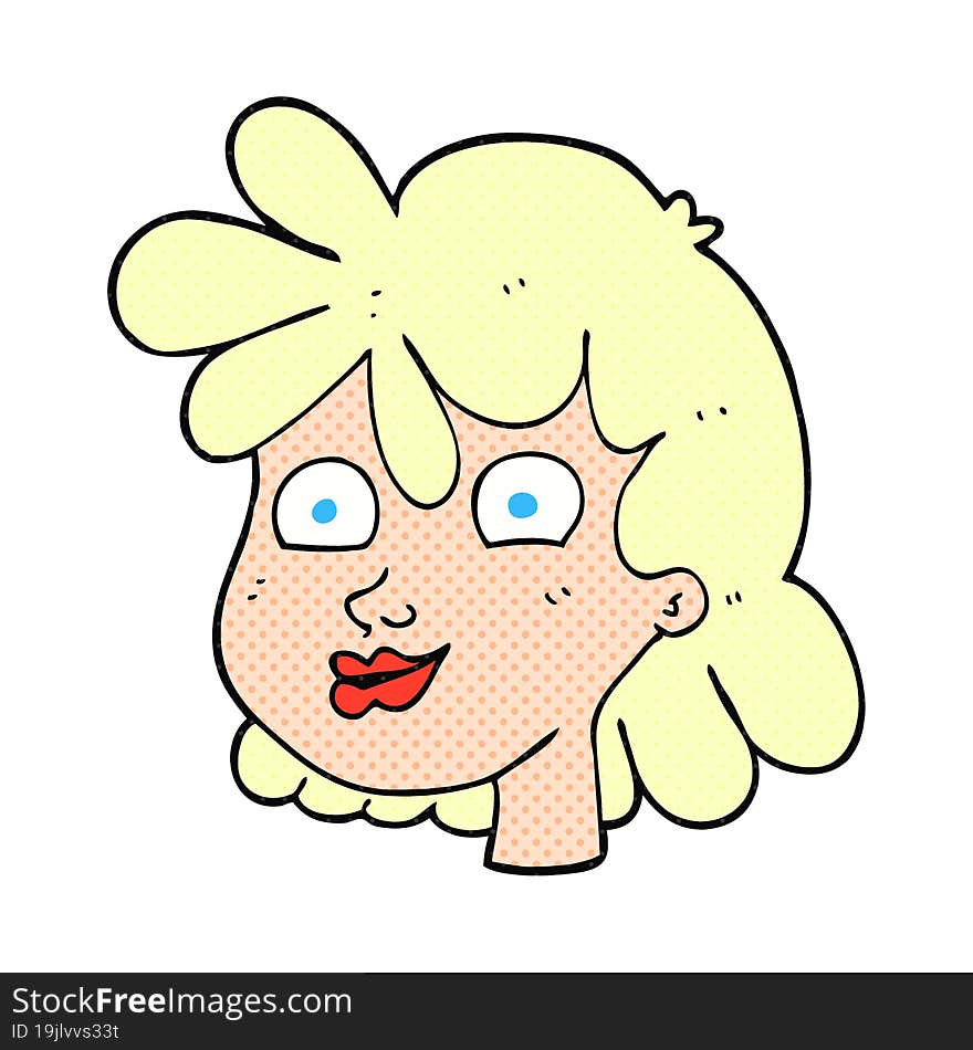 freehand drawn cartoon female face