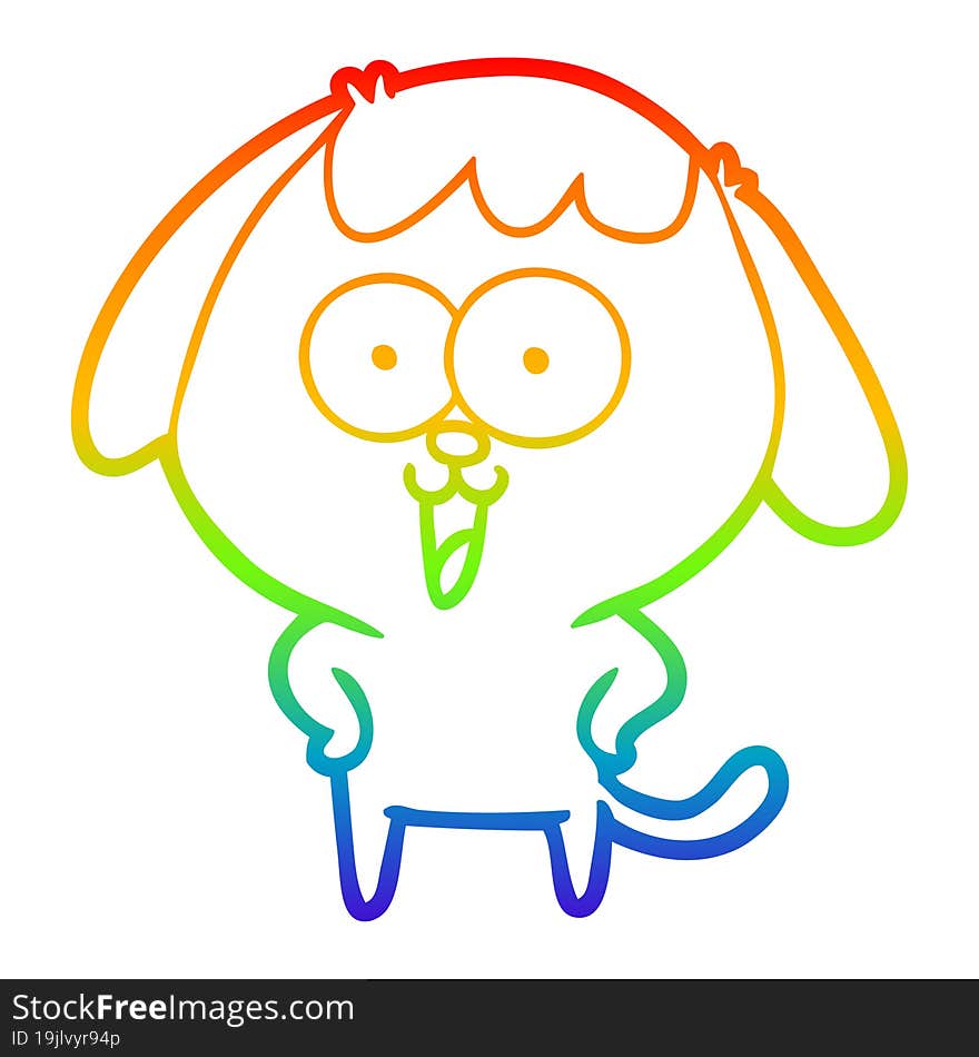 rainbow gradient line drawing of a cute cartoon dog