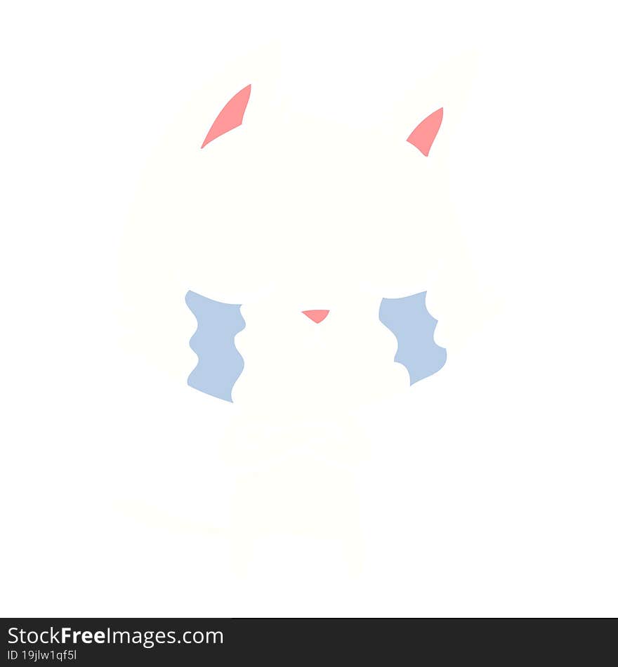 Crying Flat Color Style Cartoon Cat