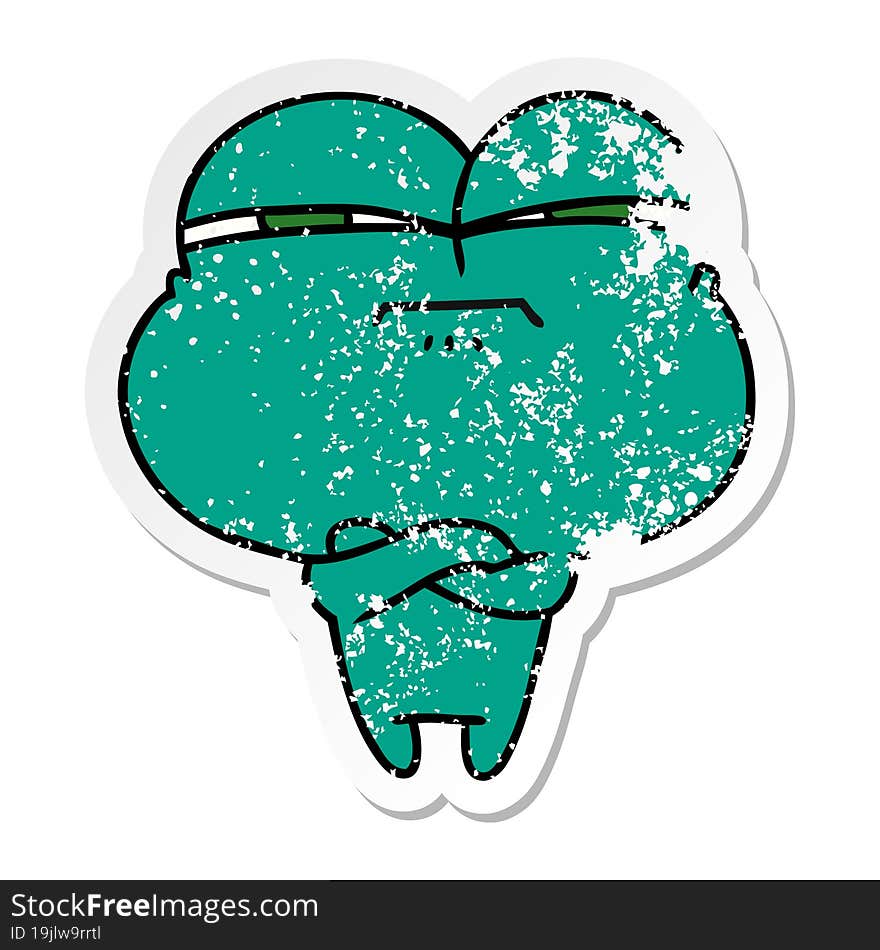 distressed sticker cartoon of cute kawaii cross frog