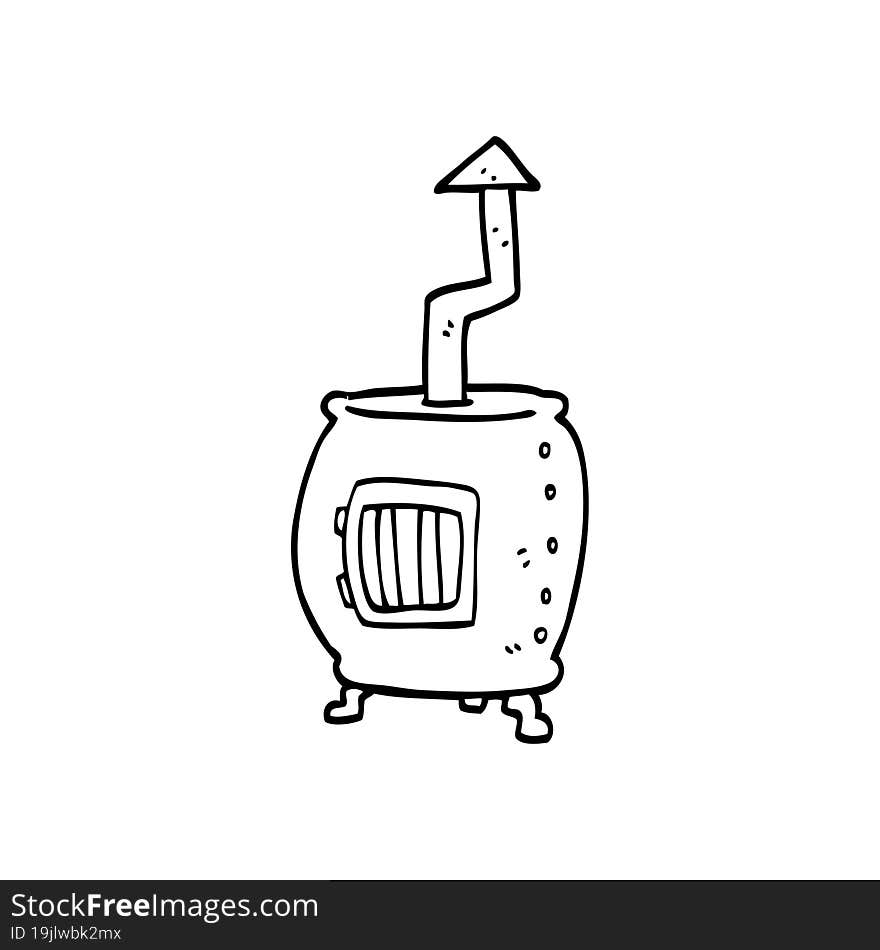 line drawing cartoon pot bellied stove