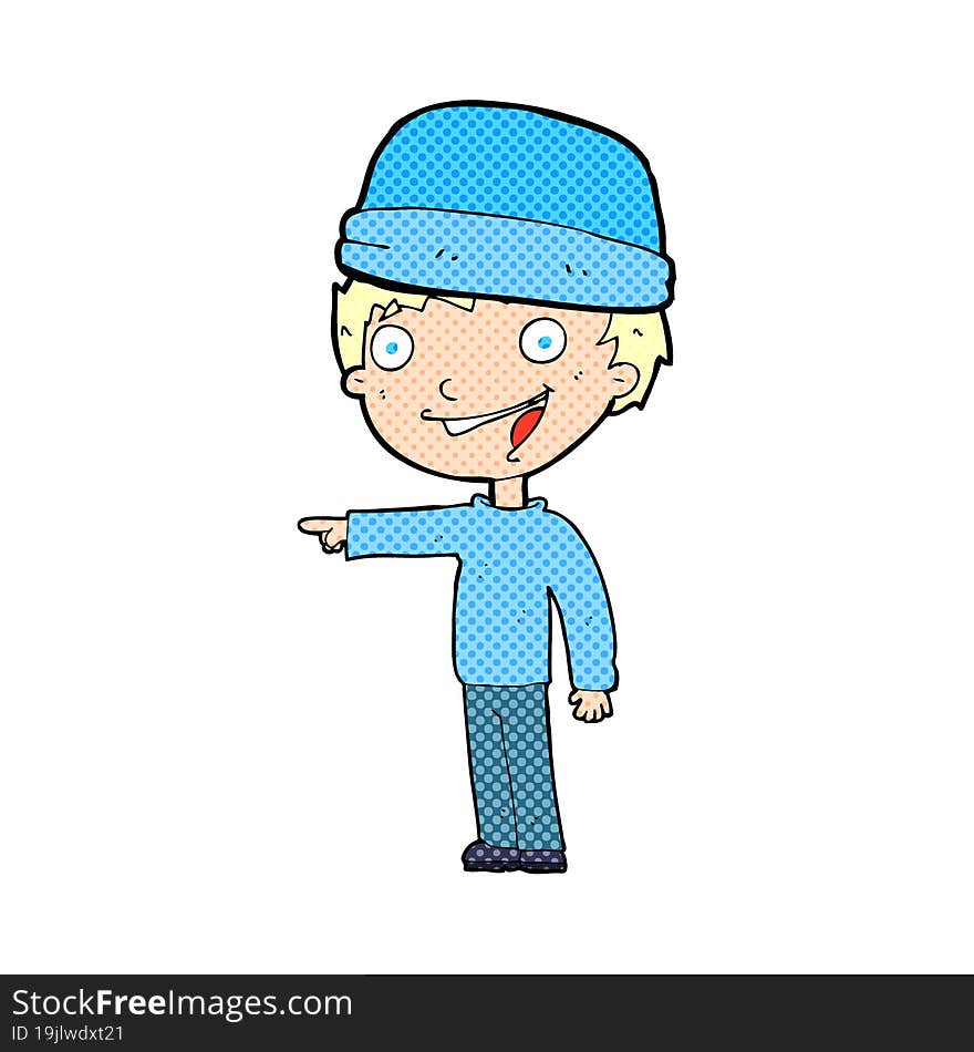 cartoon man wearing winter hat