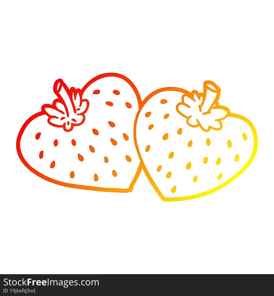 warm gradient line drawing cartoon strawberries