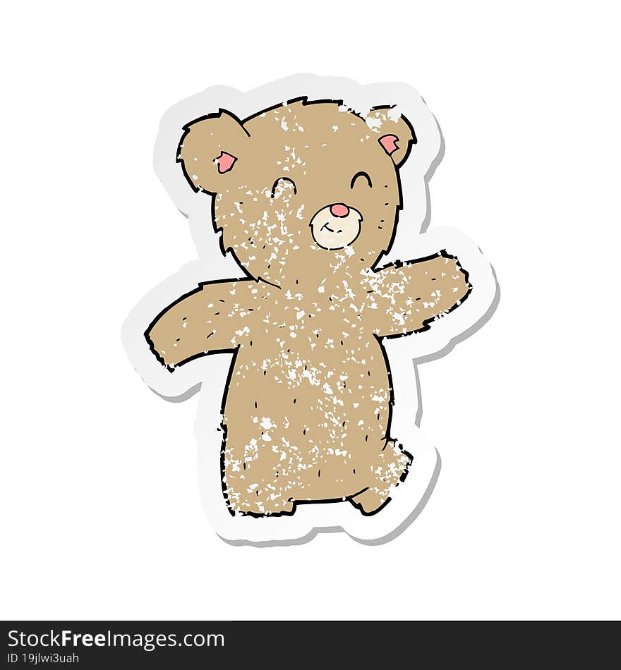 retro distressed sticker of a cartoon teddy bear