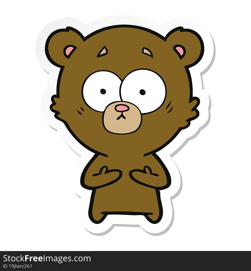 sticker of a surprised bear cartoon