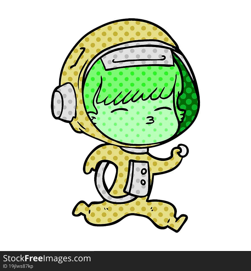 cartoon curious running astronaut. cartoon curious running astronaut