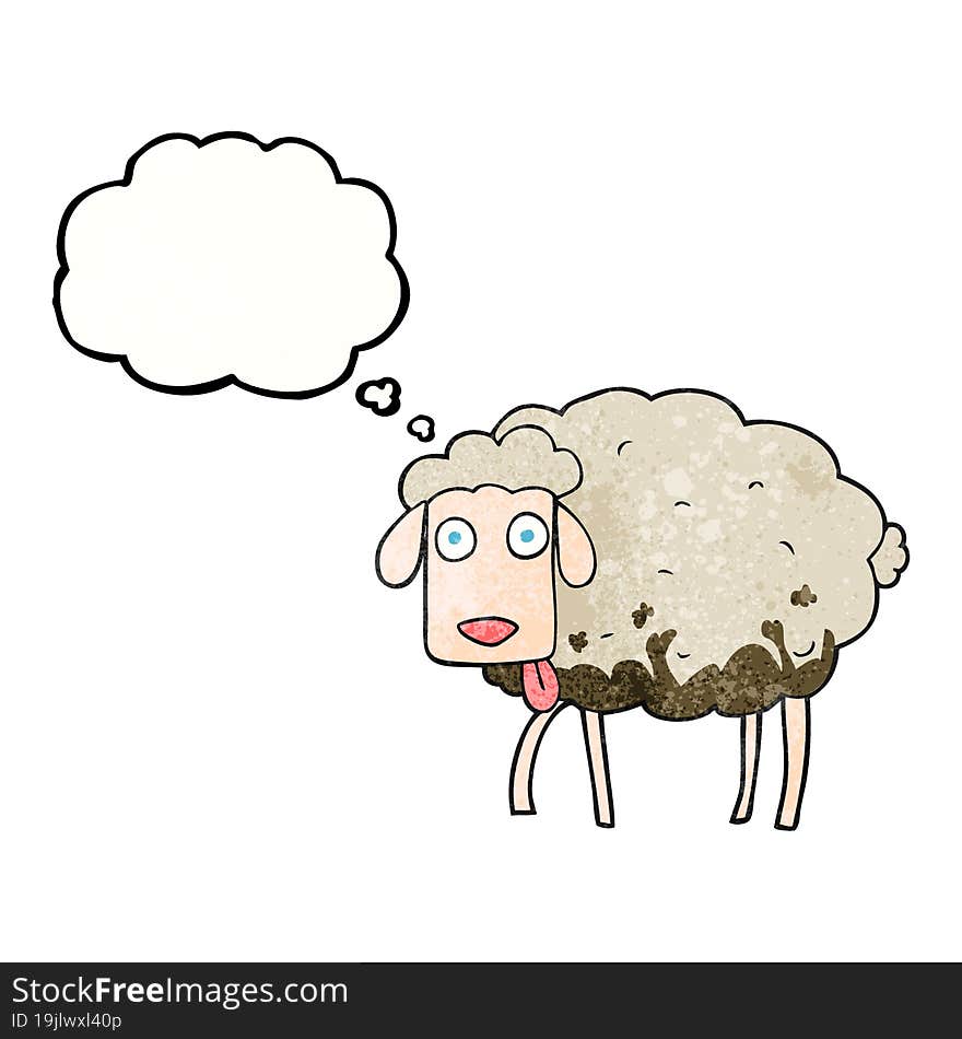 thought bubble textured cartoon muddy sheep