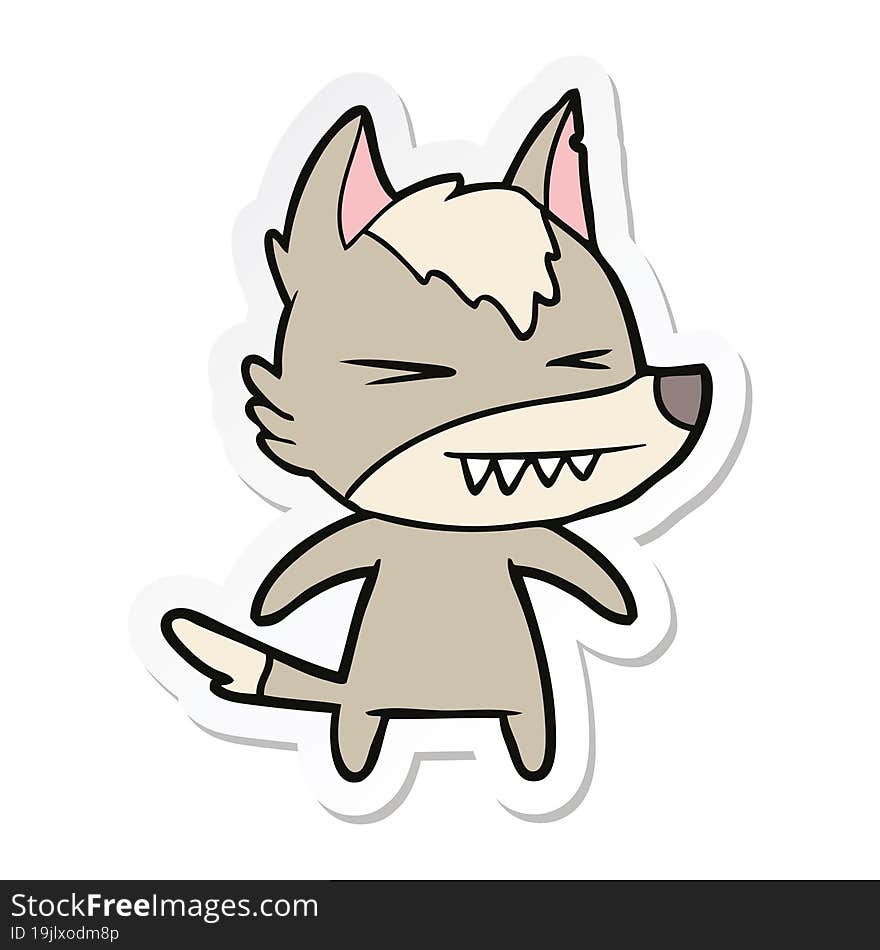 Sticker Of A Angry Wolf Cartoon