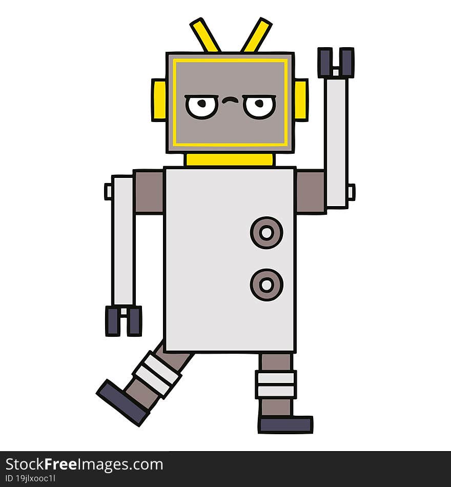 Cute Cartoon Annoyed Robot