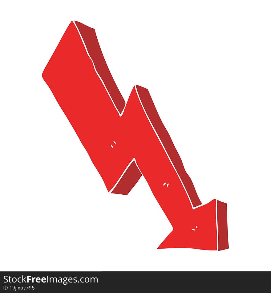 flat color illustration of a cartoon arrow down trend