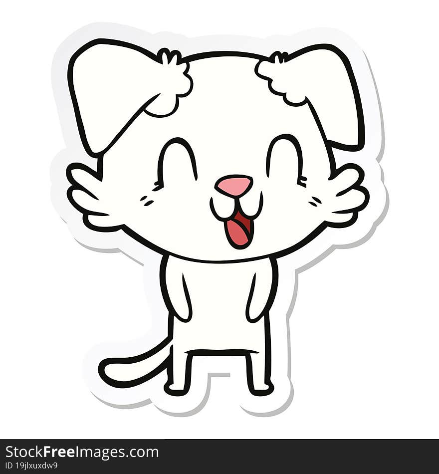 sticker of a laughing cartoon dog